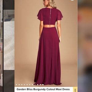 Small Garden Bliss Burgundy Cutout Maxi Dress from Lulu’s.